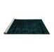 Sideview of Machine Washable Abstract Turquoise Modern Area Rugs, wshabs4431turq