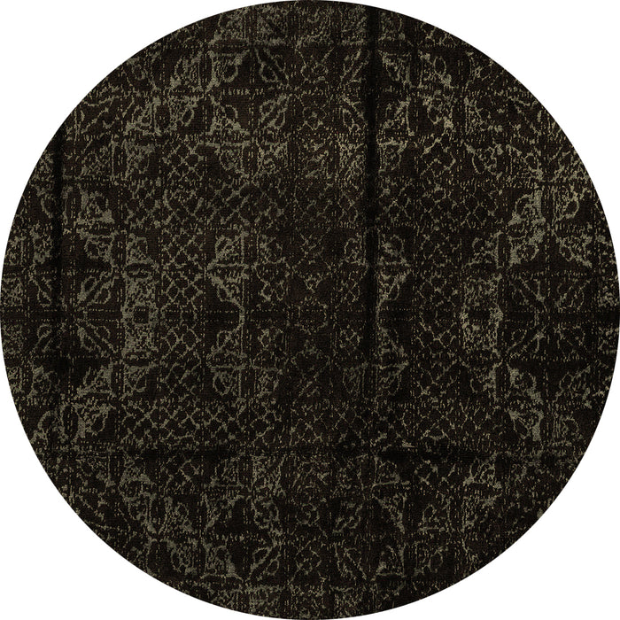 Round Machine Washable Abstract Brown Modern Rug, wshabs4431brn