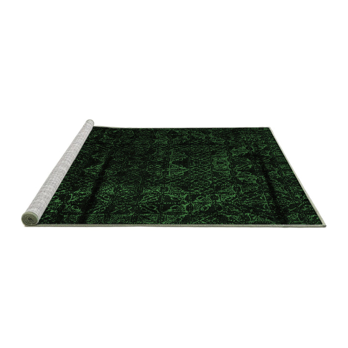 Sideview of Machine Washable Abstract Emerald Green Modern Area Rugs, wshabs4431emgrn