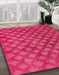 Machine Washable Abstract Hot Deep Pink Rug in a Family Room, wshabs4432