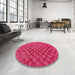 Round Abstract Hot Deep Pink Modern Rug in a Office, abs4432