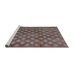 Sideview of Machine Washable Abstract Turquoise Modern Area Rugs, wshabs4432turq