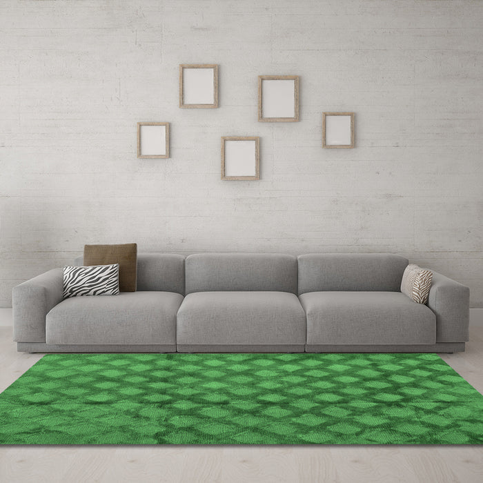 Machine Washable Abstract Emerald Green Modern Area Rugs in a Living Room,, wshabs4432emgrn