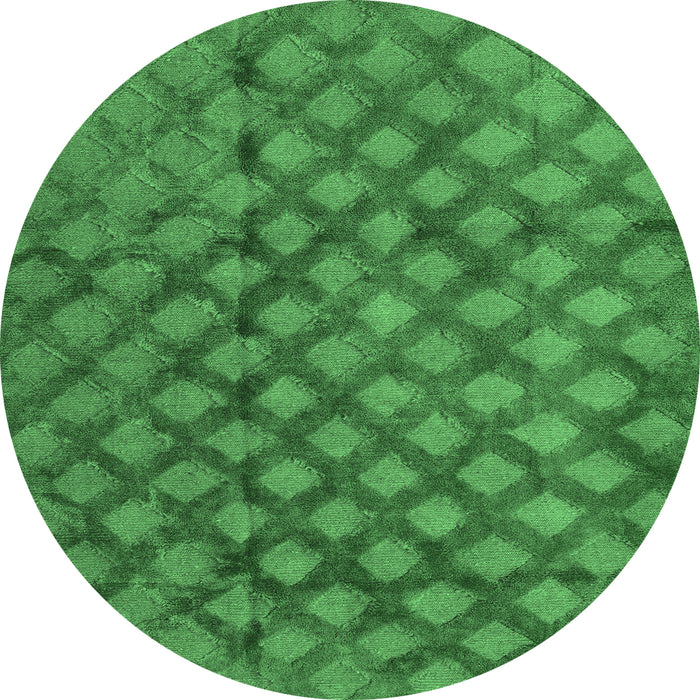 Round Machine Washable Abstract Emerald Green Modern Area Rugs, wshabs4432emgrn