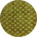 Round Machine Washable Abstract Green Modern Area Rugs, wshabs4432grn