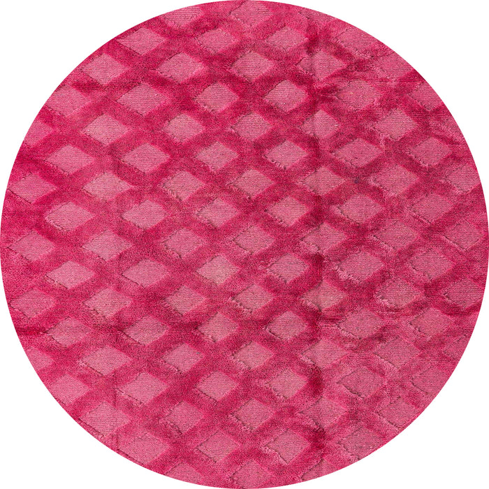 Round Machine Washable Abstract Hot Deep Pink Rug, wshabs4432