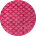 Round Machine Washable Abstract Hot Deep Pink Rug, wshabs4432