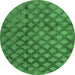 Round Abstract Emerald Green Modern Rug, abs4432emgrn