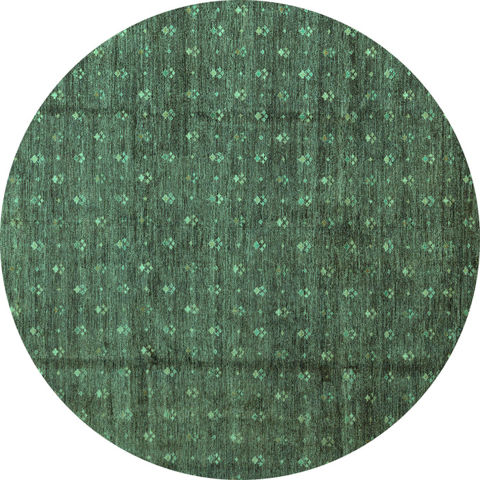 Round Machine Washable Abstract Turquoise Modern Area Rugs, wshabs4433turq