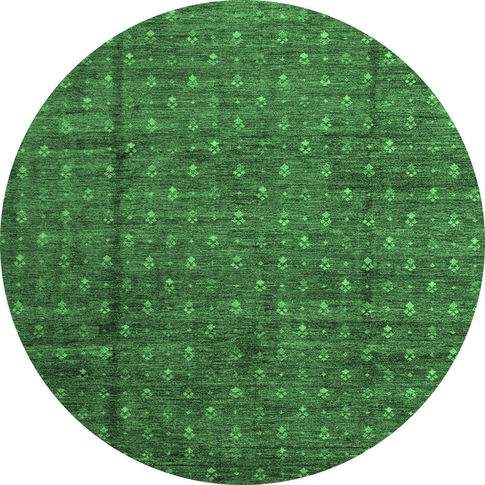 Round Abstract Emerald Green Modern Rug, abs4433emgrn