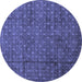 Round Abstract Blue Modern Rug, abs4433blu