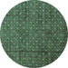 Round Abstract Turquoise Modern Rug, abs4433turq