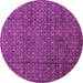 Round Machine Washable Abstract Purple Modern Area Rugs, wshabs4433pur