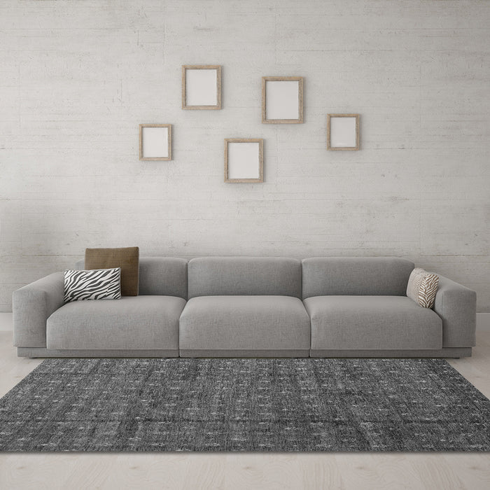 Machine Washable Abstract Gray Modern Rug in a Living Room,, wshabs4433gry