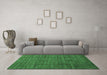 Machine Washable Abstract Emerald Green Modern Area Rugs in a Living Room,, wshabs4433emgrn