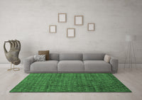 Machine Washable Abstract Emerald Green Modern Rug, wshabs4433emgrn