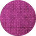 Round Machine Washable Abstract Pink Modern Rug, wshabs4433pnk