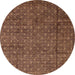 Round Abstract Red Brown Modern Rug, abs4433