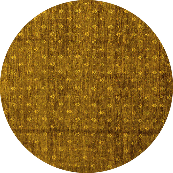 Round Abstract Yellow Modern Rug, abs4433yw