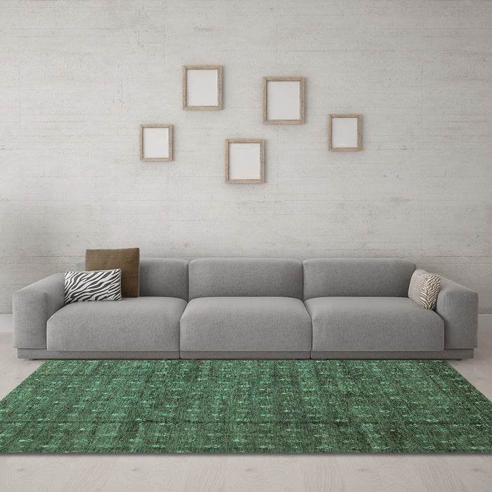Machine Washable Abstract Turquoise Modern Area Rugs in a Living Room,, wshabs4433turq