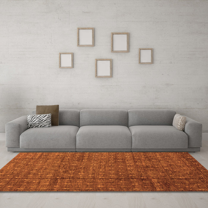 Machine Washable Abstract Orange Modern Area Rugs in a Living Room, wshabs4433org