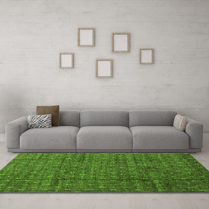 Machine Washable Abstract Green Modern Area Rugs in a Living Room,, wshabs4433grn
