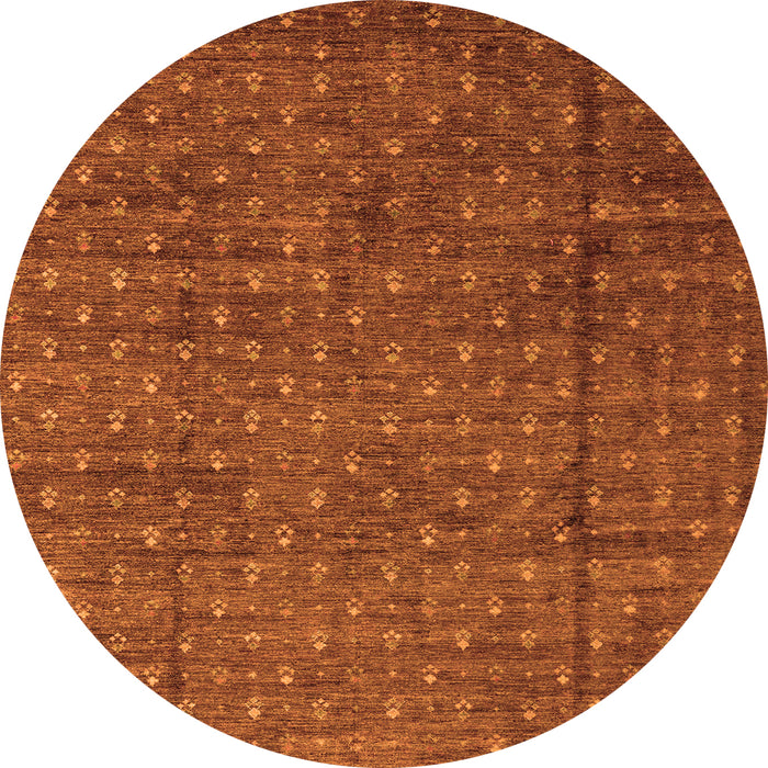 Round Machine Washable Abstract Orange Modern Area Rugs, wshabs4433org