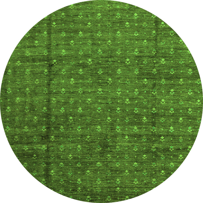 Round Machine Washable Abstract Green Modern Area Rugs, wshabs4433grn