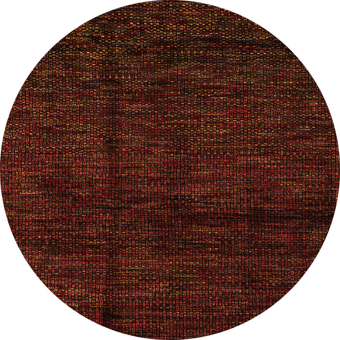 Round Machine Washable Abstract Orange Modern Area Rugs, wshabs4434org