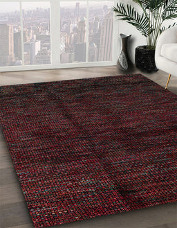Machine Washable Abstract Red Rug in a Family Room, wshabs4434