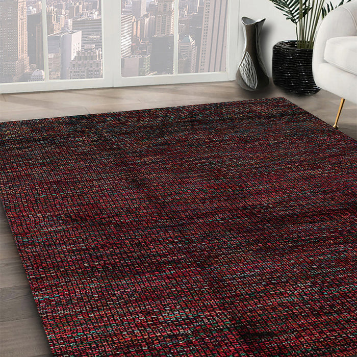 Machine Washable Abstract Red Rug in a Family Room, wshabs4434