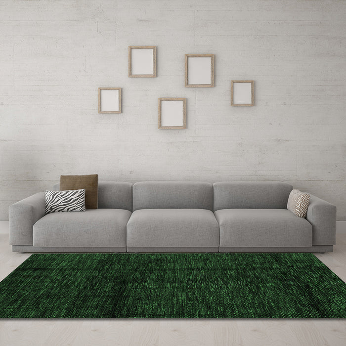 Machine Washable Abstract Emerald Green Modern Area Rugs in a Living Room,, wshabs4434emgrn