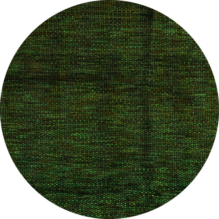 Round Machine Washable Abstract Green Modern Area Rugs, wshabs4434grn