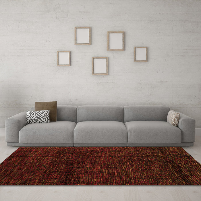 Machine Washable Abstract Orange Modern Area Rugs in a Living Room, wshabs4434org
