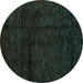 Round Machine Washable Abstract Turquoise Modern Area Rugs, wshabs4434turq