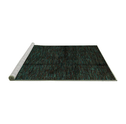 Sideview of Machine Washable Abstract Turquoise Modern Area Rugs, wshabs4434turq