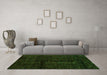 Machine Washable Abstract Green Modern Area Rugs in a Living Room,, wshabs4434grn