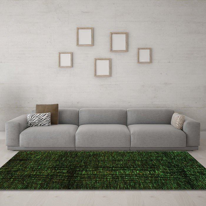 Machine Washable Abstract Green Modern Area Rugs in a Living Room,, wshabs4434grn