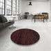 Round Machine Washable Abstract Red Rug in a Office, wshabs4434