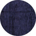 Round Abstract Blue Modern Rug, abs4434blu