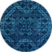 Round Machine Washable Abstract Light Blue Modern Rug, wshabs4435lblu