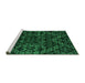 Sideview of Machine Washable Abstract Green Modern Area Rugs, wshabs4435grn