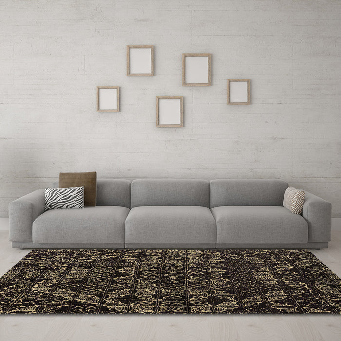 Machine Washable Abstract Brown Modern Rug in a Living Room,, wshabs4435brn