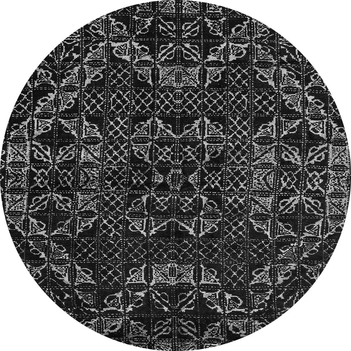 Round Machine Washable Abstract Gray Modern Rug, wshabs4435gry