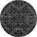 Round Machine Washable Abstract Gray Modern Rug, wshabs4435gry