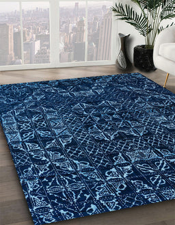 Machine Washable Abstract Night Blue Rug in a Family Room, wshabs4435