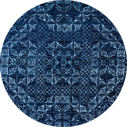 Round Abstract Blue Modern Rug, abs4435