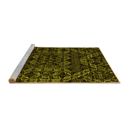 Sideview of Machine Washable Abstract Yellow Modern Rug, wshabs4435yw