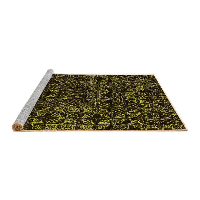 Sideview of Machine Washable Abstract Yellow Modern Rug, wshabs4435yw