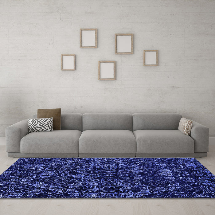 Machine Washable Abstract Blue Modern Rug in a Living Room, wshabs4435blu
